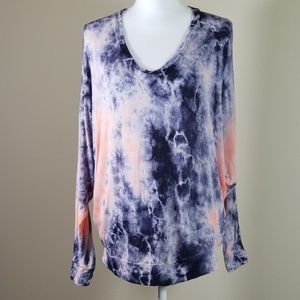 Young Fabulous & Broke tie dye top blue & peach